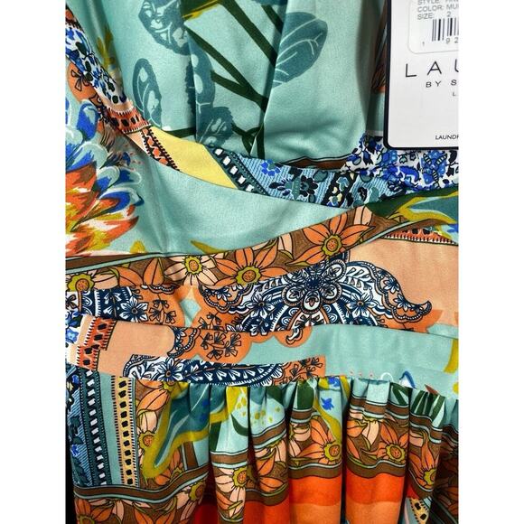 Shelli Segal Dress Gown Satiny Slip Paisley Slit Long Boho Forest Fairy Formal 2 - Picture 8 of 16